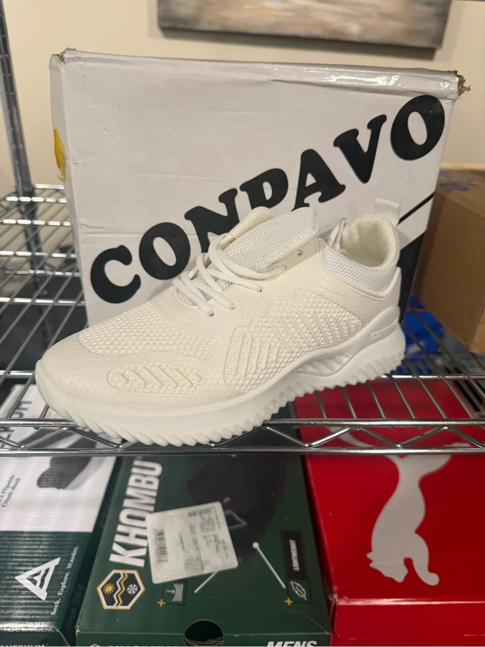 Conpavo Women’s Ribbed Detail Athletic Sneakers White Size 9 M US